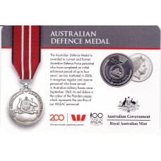 2017 20¢ Legends of the Anzacs - Australian Defence Medal Carded/Coin